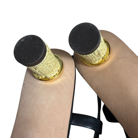 A•D & DAUGHTERS Leather Strappy Heels with Raffia Wrapped Block Heel – Size 7.5 - Picture 7 of 11